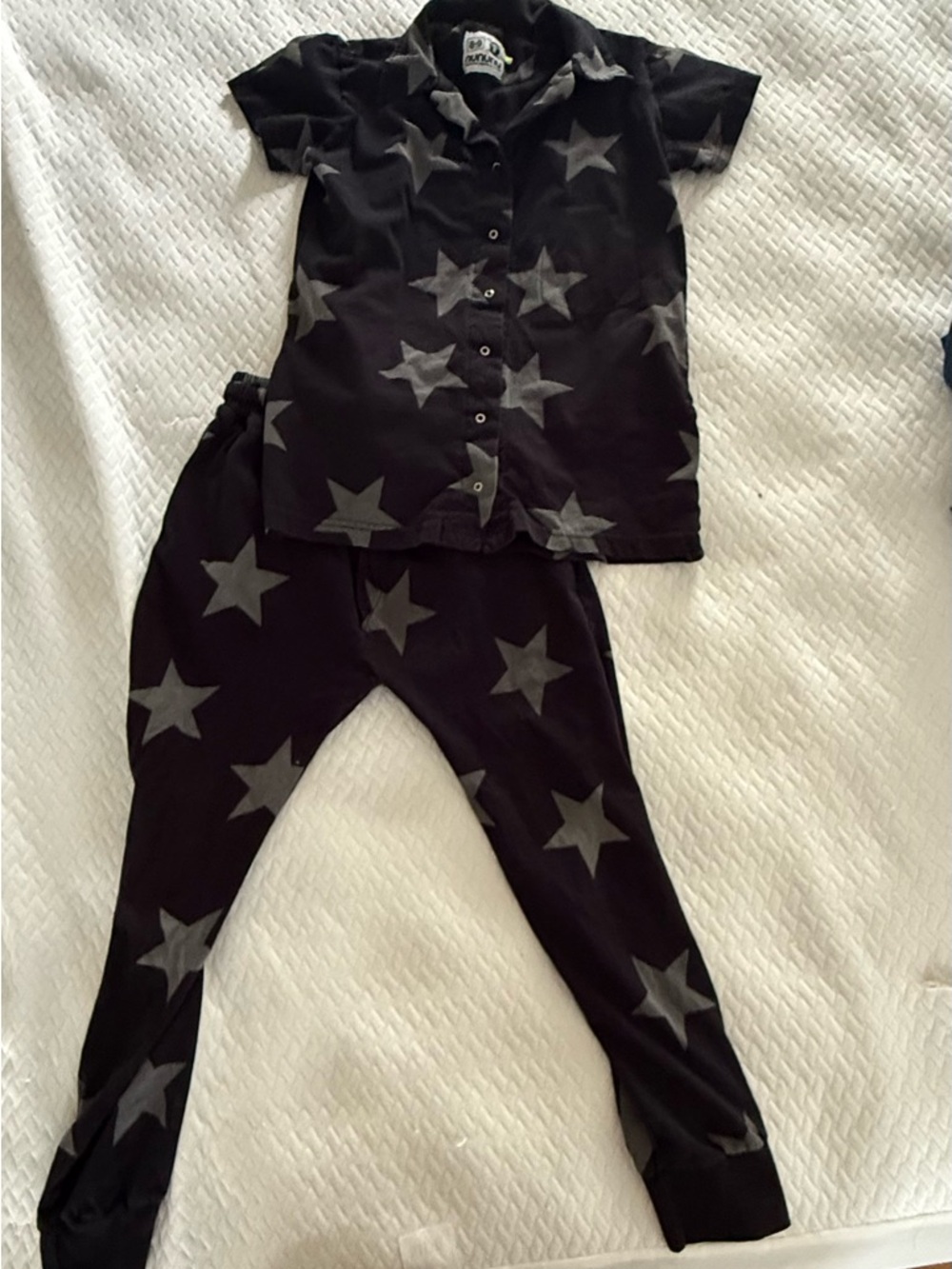 Nununu Black Star-Print Pajama Set 8-9